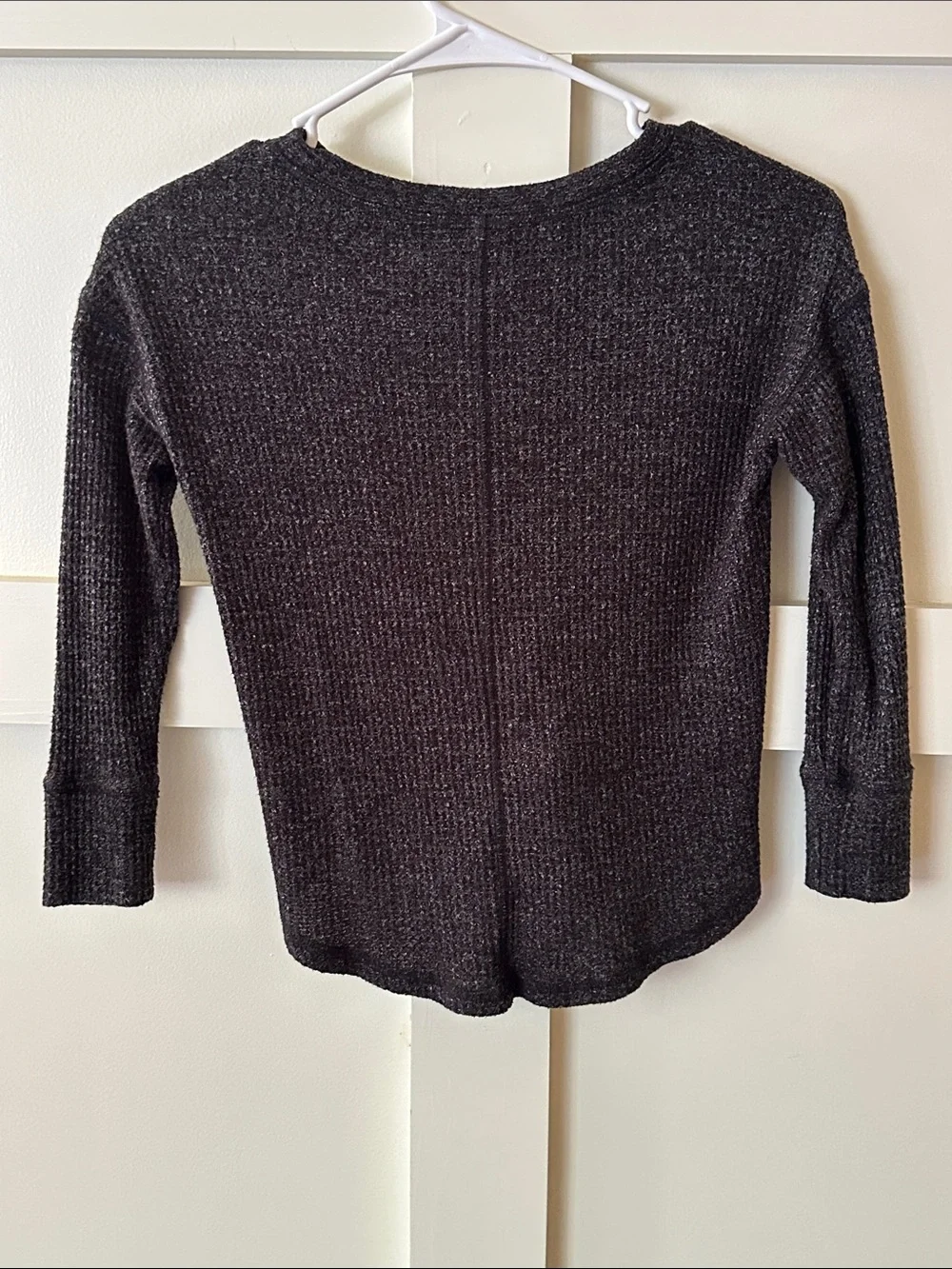 Old Navy Gray Ribbed Button-Front Knot Sweater